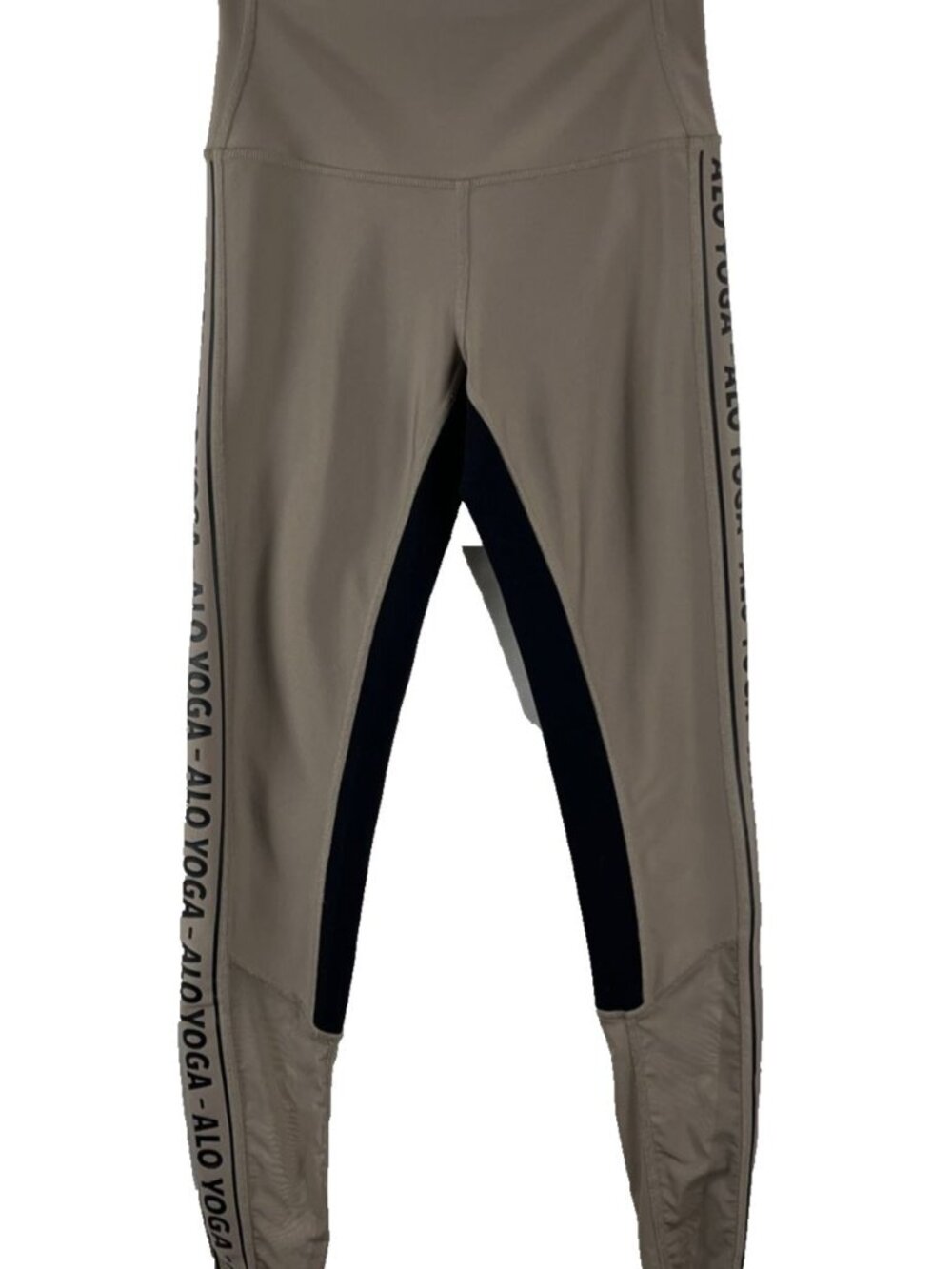 Alo Beige Spell-Out Leggings w/ Mesh Calves Women’s Size XS